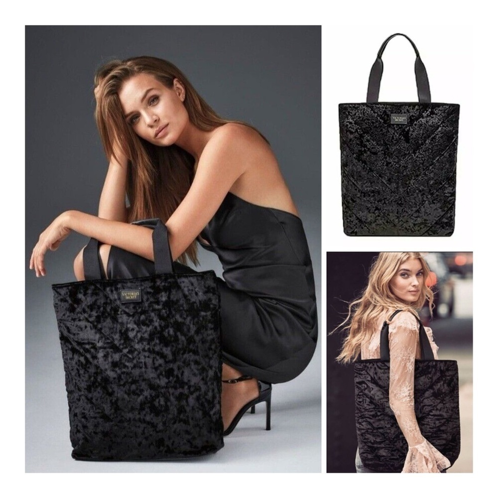 Victoria’s Secret Limited Edition Black Velvet Quilted Tote Bag